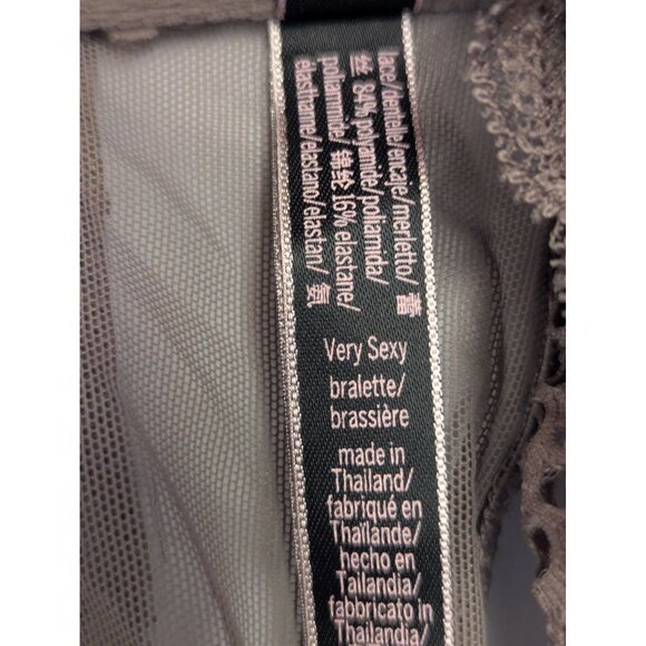 Victorias Secret Very Sexy Lace Bralette Top M Brown Sheer Stretchy Racerback - Picture 6 of 6